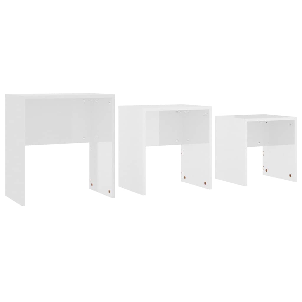 Nesting Coffee Tables 3 pcs High Gloss White Engineered Wood
