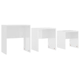 Nesting Coffee Tables 3 pcs High Gloss White Engineered Wood