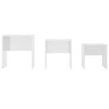 Nesting Coffee Tables 3 pcs High Gloss White Engineered Wood - Rear View