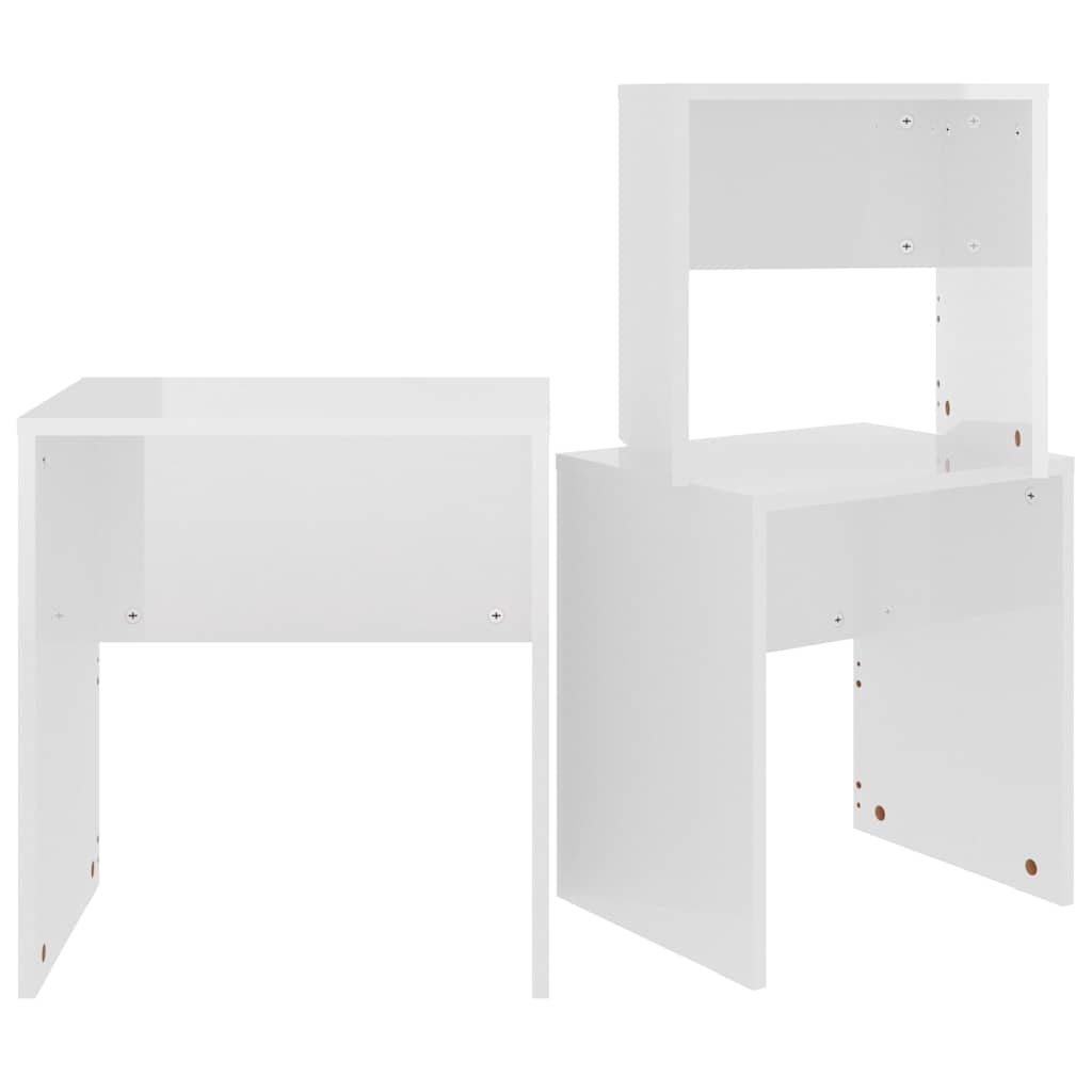 Nesting Coffee Tables 3 pcs High Gloss White Engineered Wood