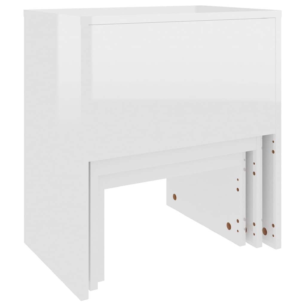 Nesting Coffee Tables 3 pcs High Gloss White Engineered Wood