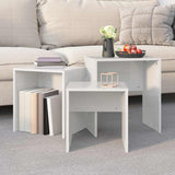 Nesting Coffee Tables 3 pcs High Gloss White Engineered Wood