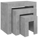 Nesting Coffee Tables 3 pcs Concrete Grey Engineered Wood - Front View