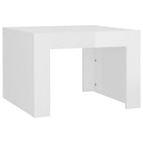 Coffee Table High Gloss White 50x50x35 cm Engineered Wood - Front View