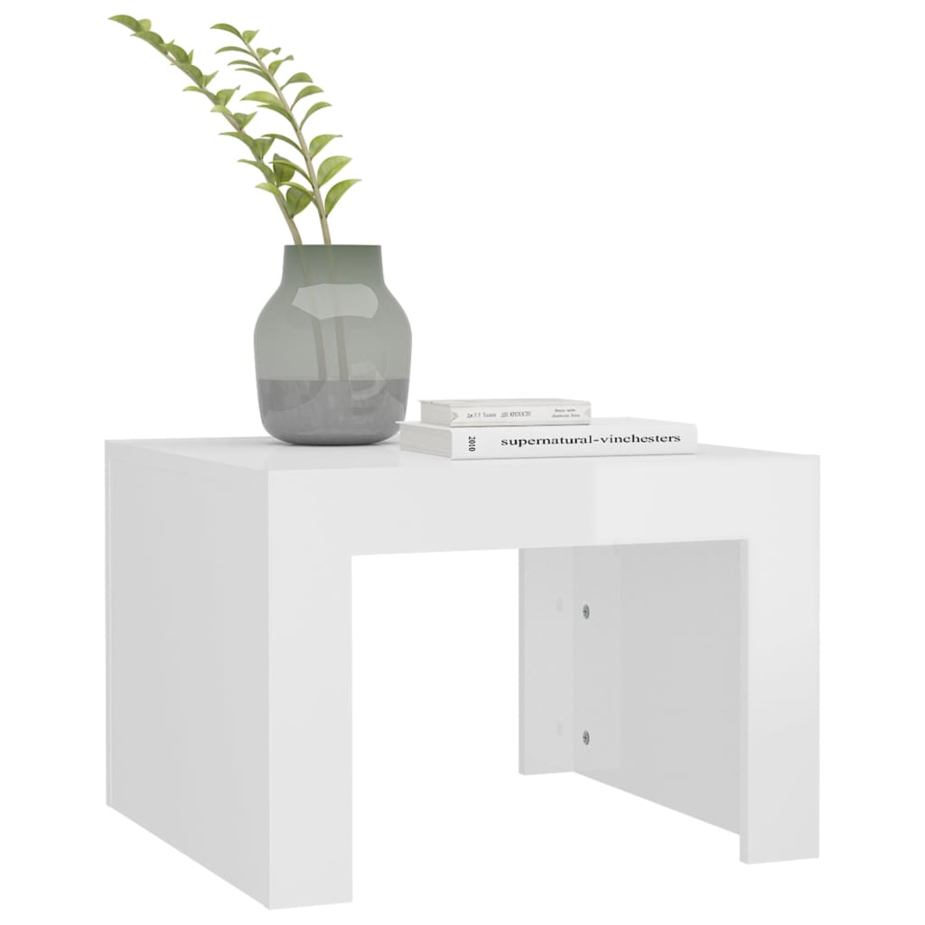 Coffee Table High Gloss White 50x50x35 cm Engineered Wood