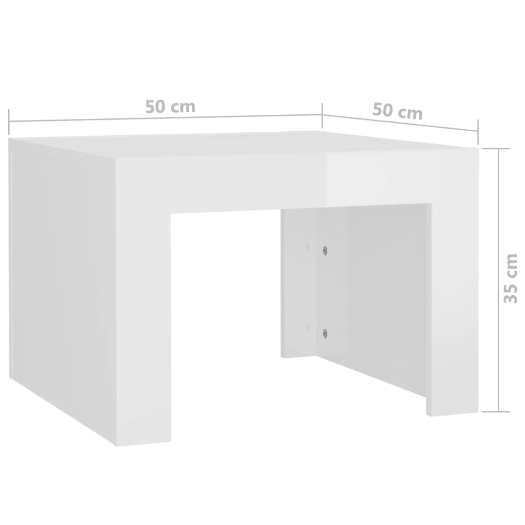 Coffee Table High Gloss White 50x50x35 cm Engineered Wood