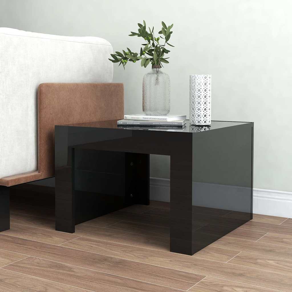 Coffee Table High Gloss Black 50x50x35 cm Engineered Wood