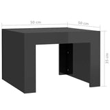 Coffee Table High Gloss Grey 50x50x35 cm Engineered Wood - Close-Up Angle