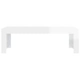 Coffee Table High Gloss White 110x50x35 cm Engineered Wood - 45-Degree Angle