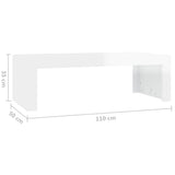 Coffee Table High Gloss White 110x50x35 cm Engineered Wood - Close-Up Angle