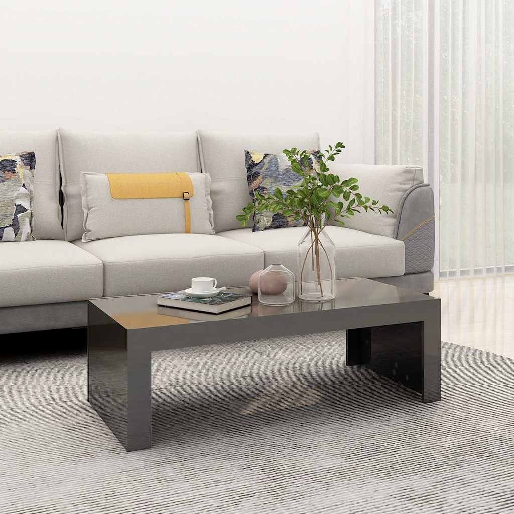 Coffee Table High Gloss Grey 110x50x35 cm Engineered Wood