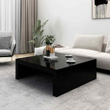 Coffee Table Black 100x100x35 cm Engineered Wood - Side View