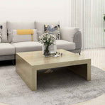 Coffee Table Sonoma Oak 100x100x35 cm Engineered Wood