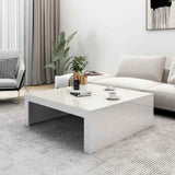 Coffee Table High Gloss White 100x100x35 cm Engineered Wood - Side View