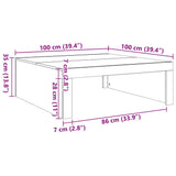 Coffee Table High Gloss White 100x100x35 cm Engineered Wood - Close-Up Angle