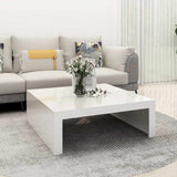 Coffee Table High Gloss White 100x100x35 cm Engineered Wood