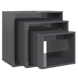 Nesting Tables 3 pcs High Gloss Grey Engineered Wood