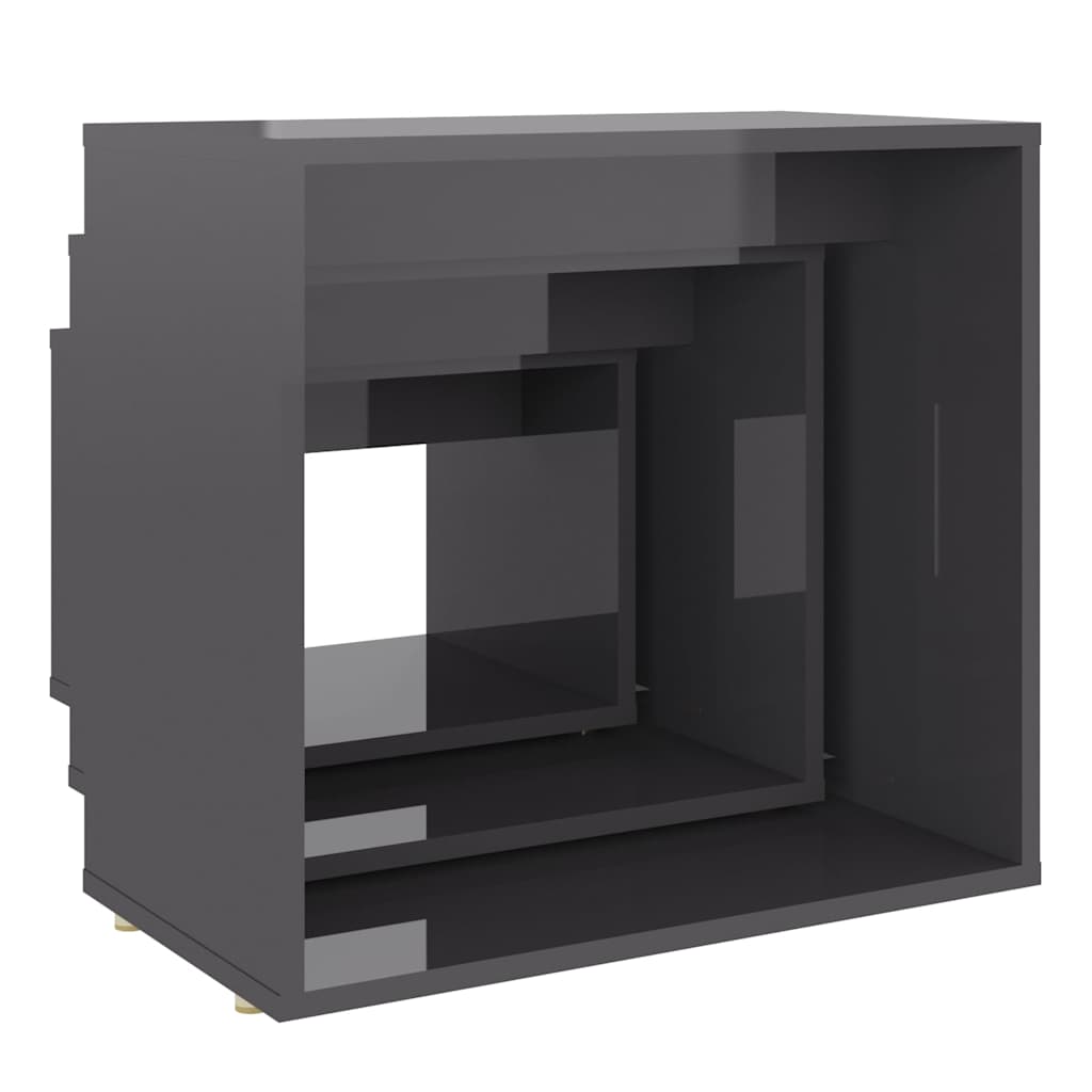 Nesting Tables 3 pcs High Gloss Grey Engineered Wood