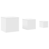 Side Tables 3 pcs White Engineered Wood - Front View