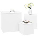Side Tables 3 pcs White Engineered Wood