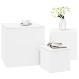 Side Tables 3 pcs White Engineered Wood - Side View