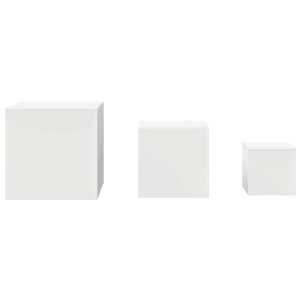 Side Tables 3 pcs White Engineered Wood