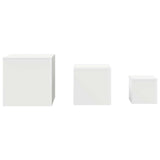 Side Tables 3 pcs White Engineered Wood - Rear View