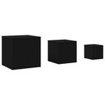 Side Tables 3 pcs Black Engineered Wood