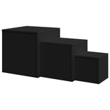 Side Tables 3 pcs Black Engineered Wood - Rear View