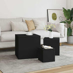Side Tables 3 pcs Black Engineered Wood