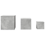 Side Tables 3 pcs Concrete Grey Engineered Wood - Top-Down View