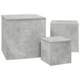 Side Tables 3 pcs Concrete Grey Engineered Wood - 45-Degree Angle