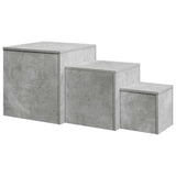 Side Tables 3 pcs Concrete Grey Engineered Wood - Rear View
