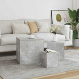 Side Tables 3 pcs Concrete Grey Engineered Wood