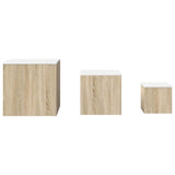 Side Tables 3 pcs White and Sonoma Oak Engineered Wood