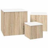 Side Tables 3 pcs White and Sonoma Oak Engineered Wood