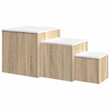 Side Tables 3 pcs White and Sonoma Oak Engineered Wood