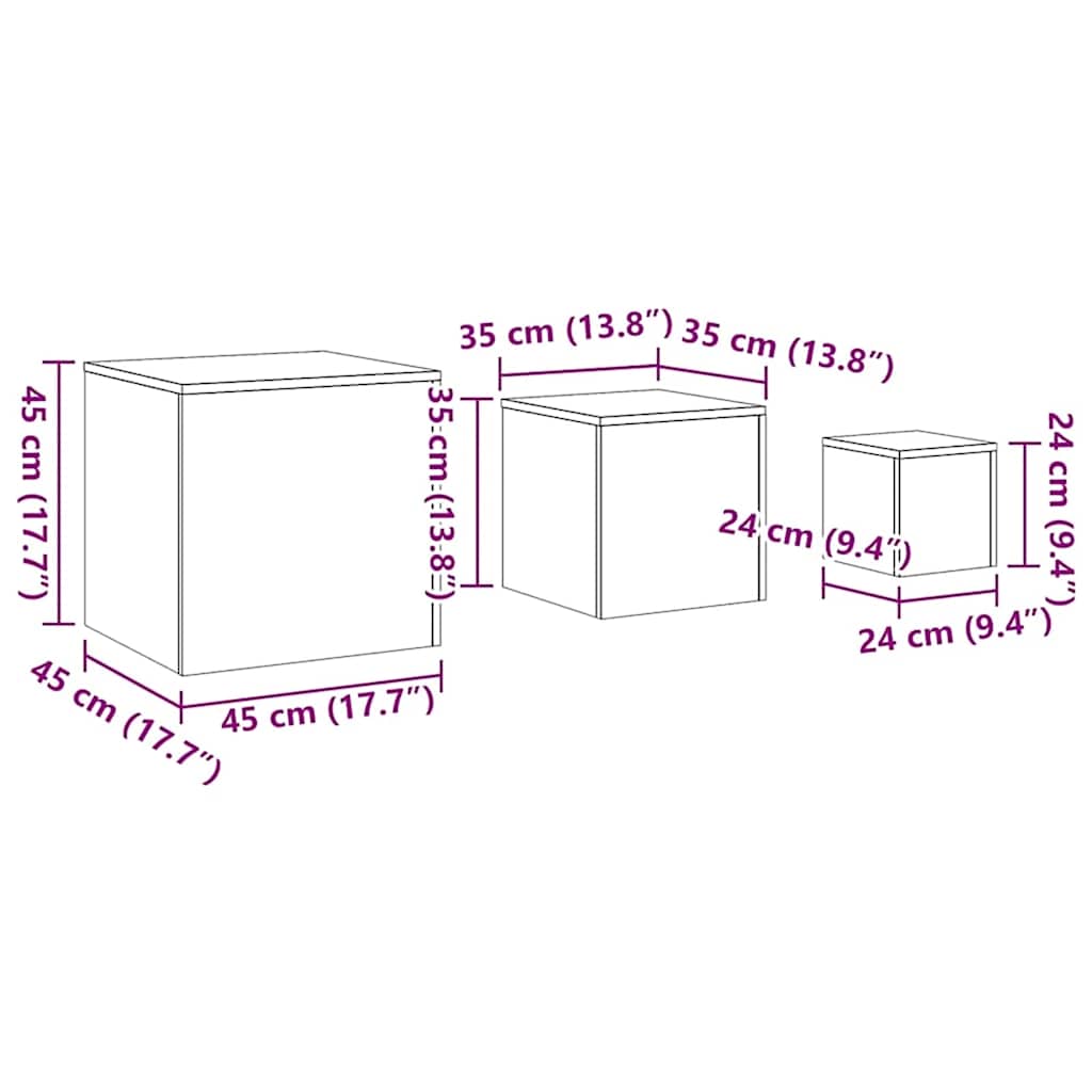 Side Tables 3 pcs White and Sonoma Oak Engineered Wood
