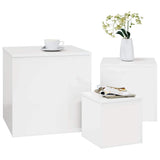 Side Tables 3 pcs High Gloss White Engineered Wood - Side View