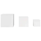 Side Tables 3 pcs High Gloss White Engineered Wood