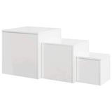 Side Tables 3 pcs High Gloss White Engineered Wood