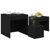 Nesting Tables 3 pcs Black Engineered Wood - Top-Down View