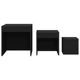 Nesting Tables 3 pcs Black Engineered Wood - 45-Degree Angle