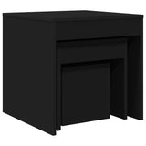 Nesting Tables 3 pcs Black Engineered Wood - Close-Up Angle