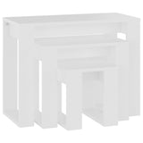 Nesting Tables 3 pcs White Engineered Wood - Front View
