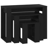 Nesting Tables 3 pcs Black Engineered Wood - Front View