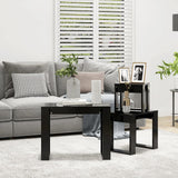 Nesting Tables 3 pcs Black Engineered Wood - Side View