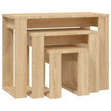 Nesting Tables 3 pcs Sonoma Oak Engineered Wood - Front View