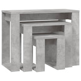 Nesting Tables 3 pcs Concrete Grey Engineered Wood - Front View