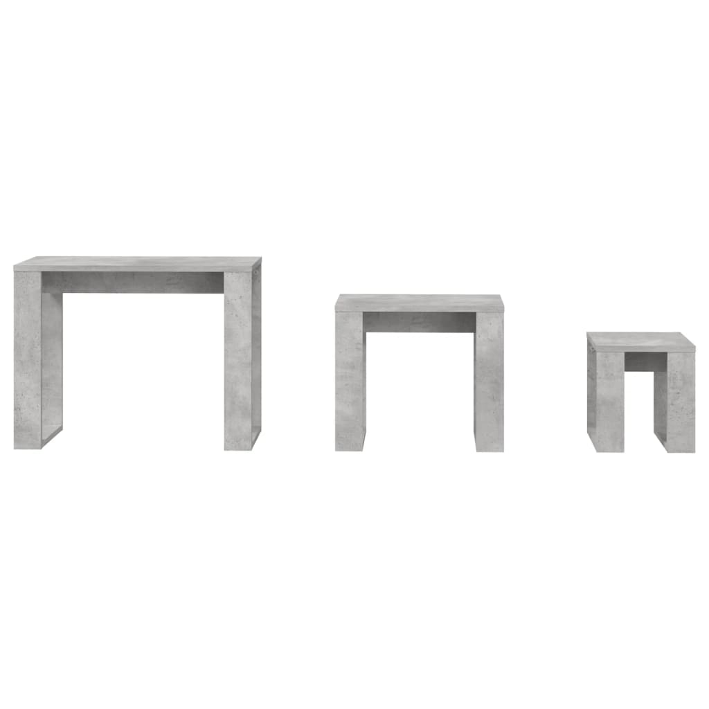 Nesting Tables 3 pcs Concrete Grey Engineered Wood